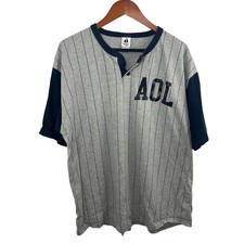 Baseball Jersey Men's Size XL Striped AOL Blue Gray 24 Y2K 2000s