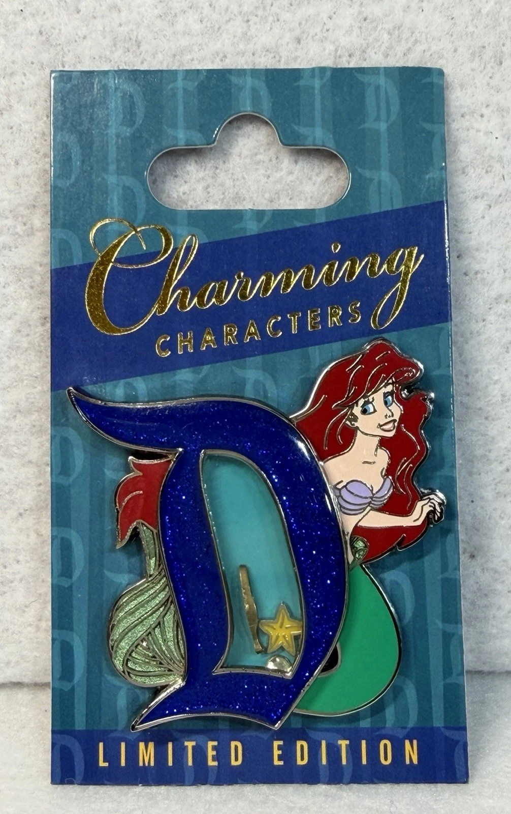 Disney Parks Charming Characters Ariel ‘D’ Trading Pin LE3000 The Little Mermaid