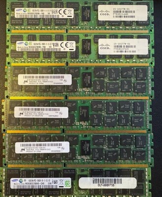 Lot Of 6 X 16GB ECC DDR3 RAM Memory