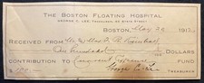 1912 *BOSTON FLOATING HOSPITAL* RECEIPT+NOTABLE: FRANK R KIMBALL+BOSTON HISTORY!