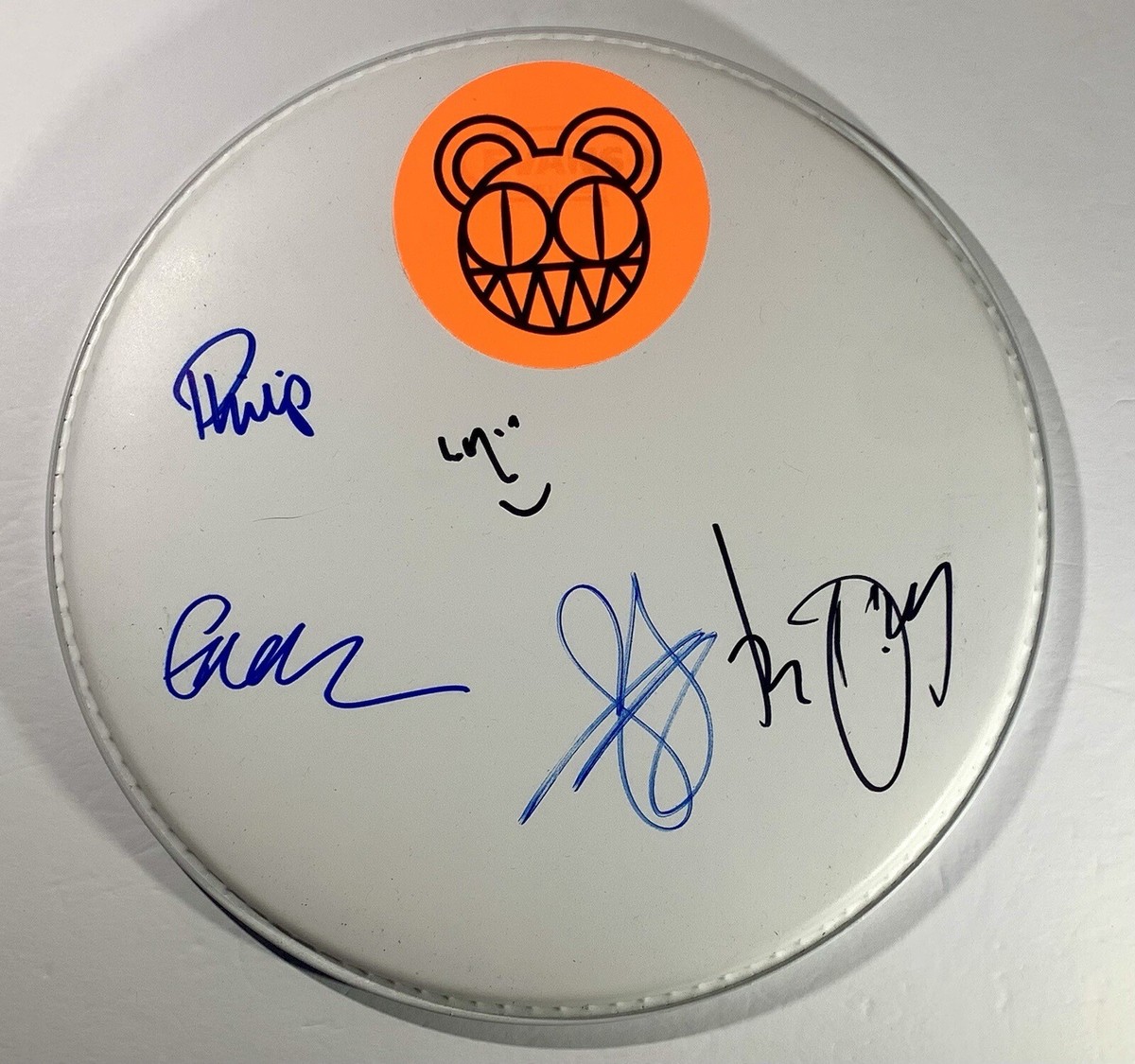 Radiohead signed Drumhead group autographed Thom Yorke Jonny