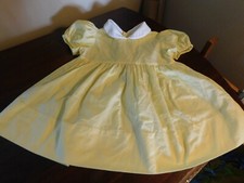 Handmade Toddler Dress Yellow Ribbed Cotton Vintage