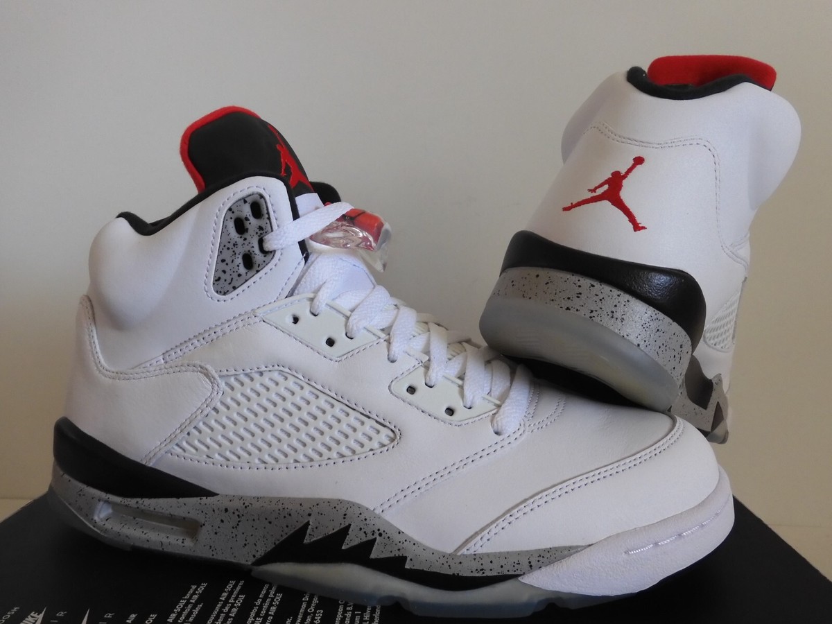 Nike Air Jordan 5 Retro White Cement Black Red Shoes Mens 11 136027-104 $_57.JPG?set_id=880000500F main image 3