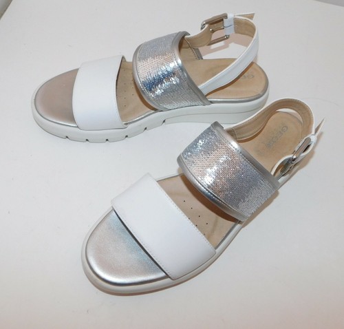 GEOX Wimbley Sandali bianchi con paillettes argento 39, 8,5 - Foto 4 di 5