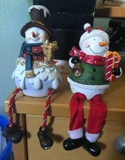 Vintage Christmas SNOWMAN Figurines set 1980s Greenbrier International