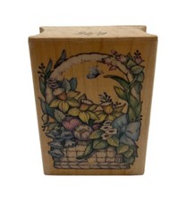 All Night Media Inc. Easter Basket Wooden Rubber Stamp Flowers Spring Wood