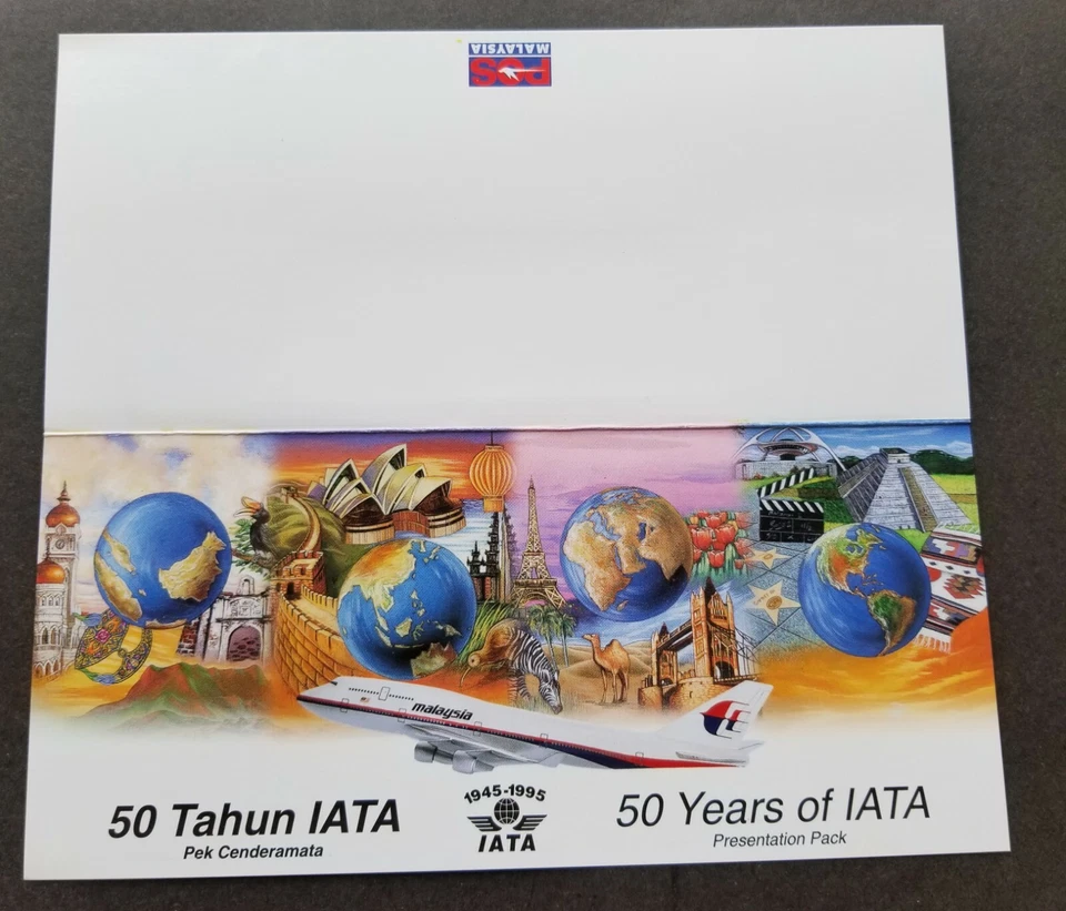 Malasia 50 Años IATA 1995 Avión Hornbills Cometas Vida Silvestre Tierra (p.pack) MNH Foto 2 de 4