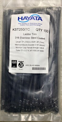 HAYATA KST250/7C 316SS LADDER TYPE Coated Cable Tie, 250mmX 7mm 100 Pc's Pkt