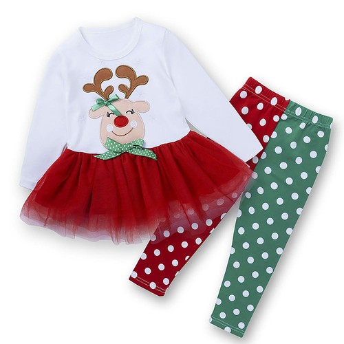 2Pcs Xmas Toddler Kid Baby Boy Girls Tops+Leggings Pants Outfit Cosplay Custome - Picture 25 of 34