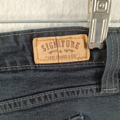 Signature Levi Jean Shorts Misses 12 Black Dark Wash Denim Hot Pants Flat Front - Picture 4 of 11