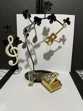 Lot of 5 Music Theme Ornament Treble Note Guitar Harp Piano