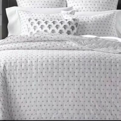 Sky Scallop Reversible King Coverlet & Shams 3pc Set Reflection Gray New
