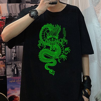 Men's tshirt Chinese Dragon Print Oversize Short Sleeve Streetwear T-shirt 