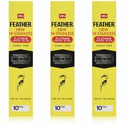 Feather Hi-Stainless Double Edge Platinum Coated Razor Blades   Pack Of 600pcs