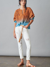 Anthropologie Pilcro The Slim Boyfriend Jeans Distressed Off White Size 26 NEW