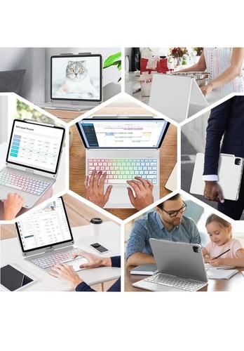 Touch iPad Pro 12.9 Hülle mit Tastatur, Keyboard Case für iPad Pro 12,9 Zoll 5. - Bild 3 von 7
