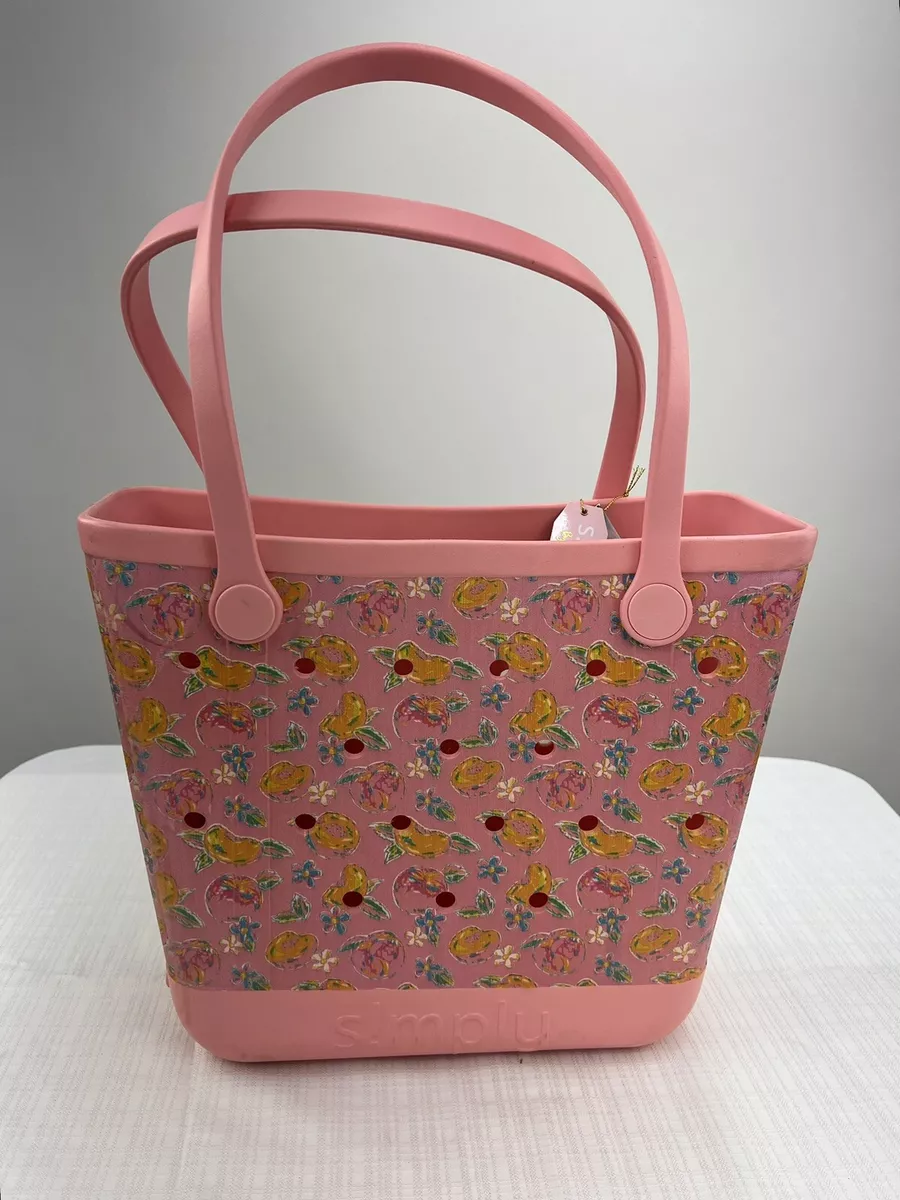 Simply Southern Large Peachy Tote Bogg BeachBag Pink Peach Print