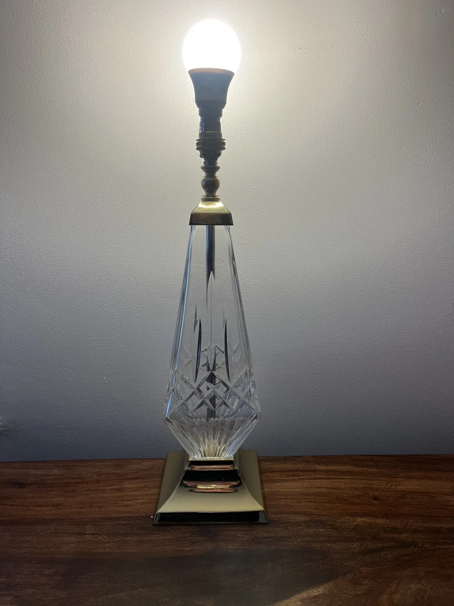 Waterford Crystal Glass Brass Lismore Table Lamp