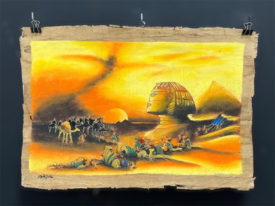 Mystique of Ancient Landscapes Papyrus Artwork,Traditional Egyptian Craft, Home
