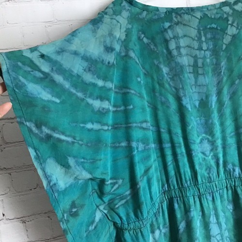 Pulóver de cintura con cordón de murciélago Tie Dye Caftan superior azul azulado talla única - Imagen 2 de 5