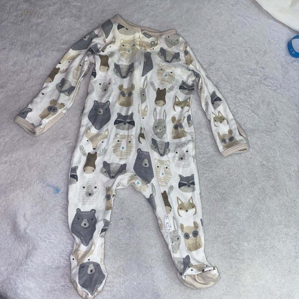 Cloud Island Baby Coverall Animal Print Sleepwear 0-3 Months Soft Comfy