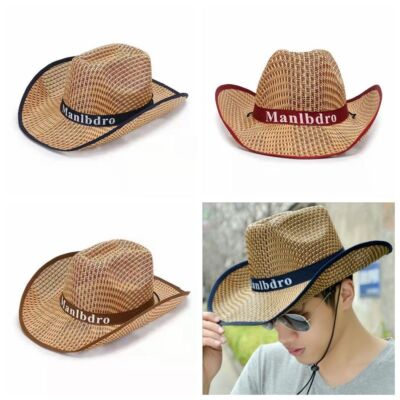 Women Men Hat Cowgirl Cowboy Hat Straw Wild West Hats Western Wide Brim Cap  Hat UK