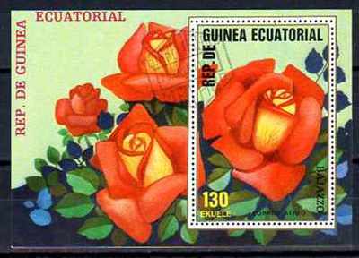 Flowers - Roses Equatorial Guinea (128) Block Cancelled | eBay