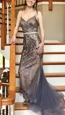 Silver And Purple Prom Dress
