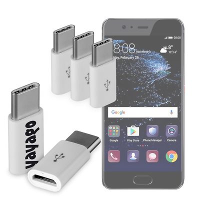3er Set USB 3.1 Typ-C auf Micro USB Adapter weiß für Huawei P10 PLUS Type-C