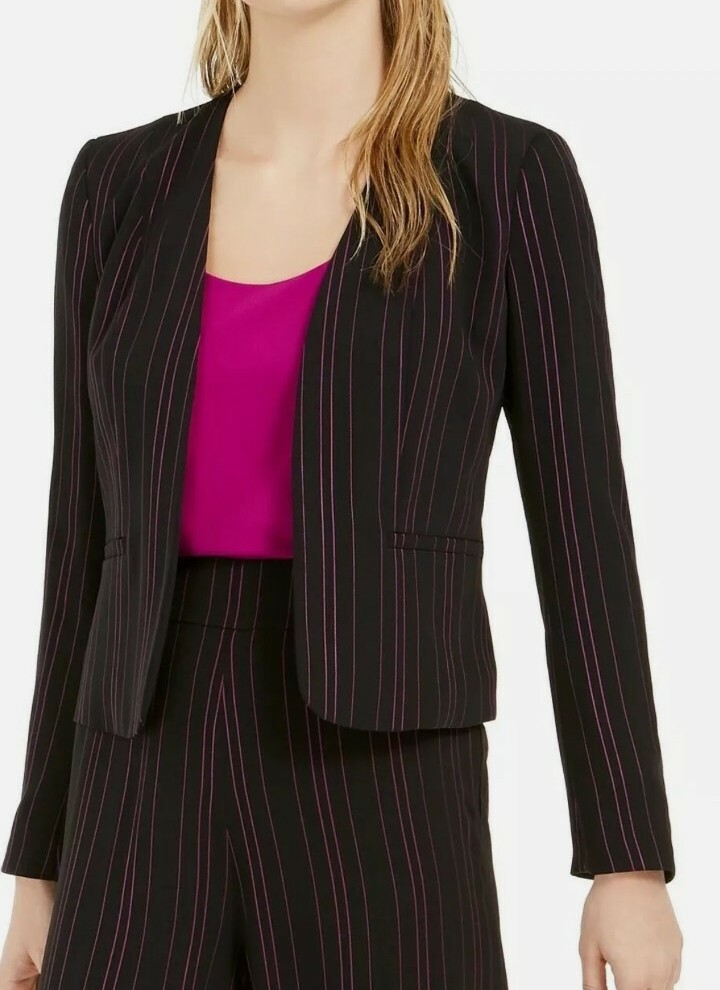 NWT BAR III S BLACK BEGONIA PINK PURPLE STRIPED OPEN FRONT BLAZER