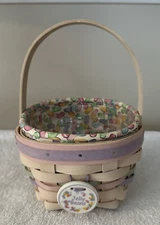 Longaberger 2000 Century Celebration EASTER JELLYBEAN Basket, liner, prot,tie-on