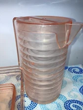 Vintage Outdoor Lucite Ribbed Pitcher Pretty Peach Color See Photos For Wear