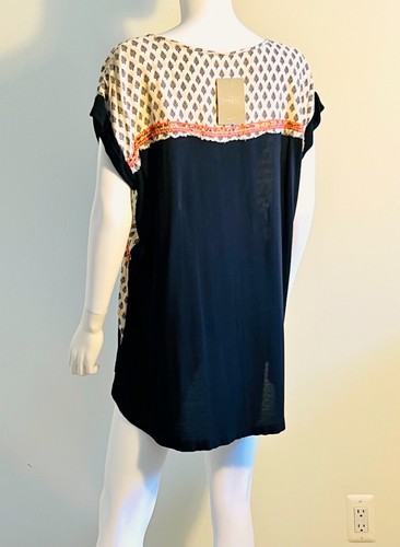 Anthropologie Akemi & Kin Boho Orange & Black Embroidered Sequins Top, M, NWT - Picture 9 of 10