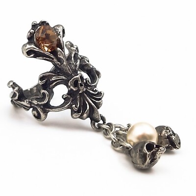 AURUM MORTIS RING Alchemy Gothic - Amber Swarovski crystal and