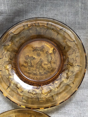 Tiara Indiana Glass Amber Nursery Rhyme Snack Luncheon Child’s Plates Set of 4 - Picture 8 of 12