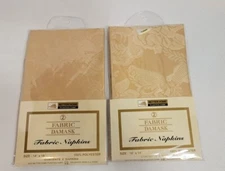 4 Fabric Napkins Damask Pale Gold 14"x 14" Better Home Corp New