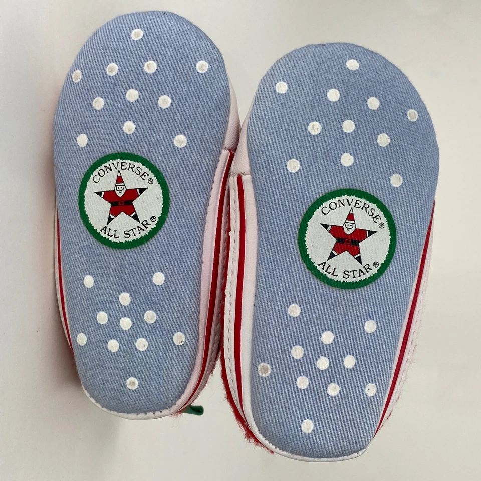 Zapatos de bebé Converse talla 1 Navidad Santa All Star recuerdo adorno rojo verde Foto 4 de 4