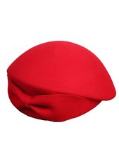 Women Wool Felt Fascinator Beret Hats Bow Red Wedding Bride Tea Party Dress Hat
