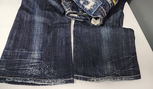 Jeans vintage Y2K Mek donna 26 vita bassa risciacquo scuro svasato tasche impreziosite - Foto 11 di 12