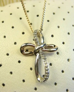 Yellow Gold Over Sterling Silver Diamond Encrusted Cross Box Chain Necklace 18"