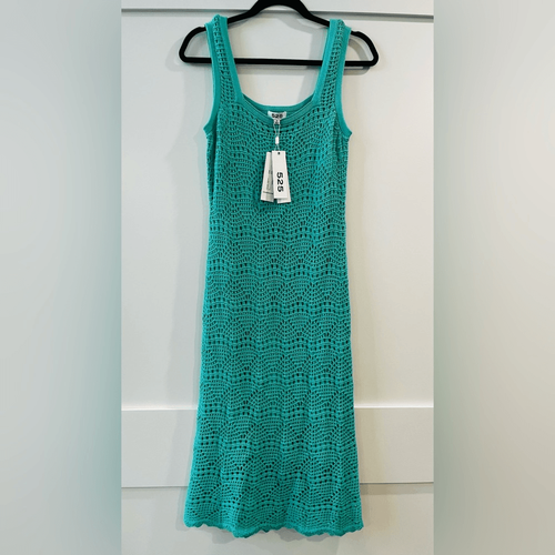 525 America Crochet Tank Dress Cyan Small - Picture 3 of 11