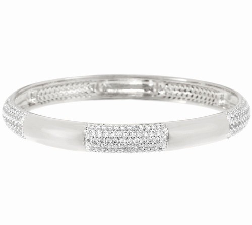 QVC Bronze Crystal Station Round Slip-on Bangle by Bronzo Italia