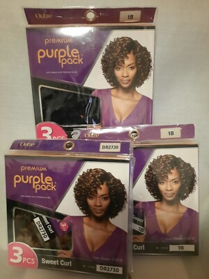 Lot of 3 Outre Premium Purple Pack 3PCS Sweet Curl (2)Pcks 1B and (1) Pck DR2730