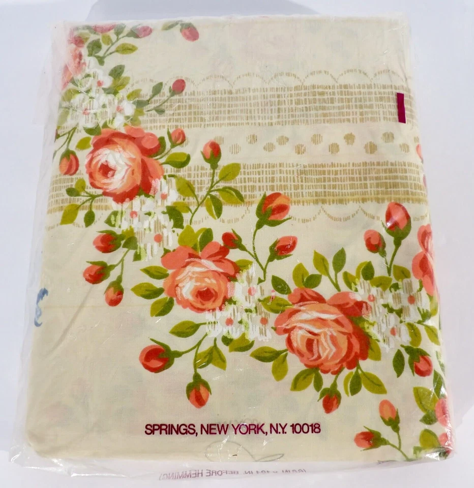 New Vintage Springs Percale PINK ROSES Twin Flat Sheet ~ #1 Seconds - Image 2 of 2