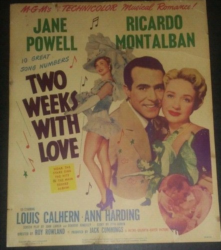 *RARE* 1950 "Two Weeks With Love" 17 x 14 Movie Poster/Window Card Jane Powell b
