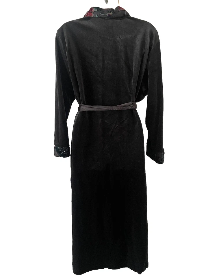 Bata Kimono Vintage Secret Treasures Terciopelo Burnout Tono Joya Floral Negra Talla S Foto 3 de 4