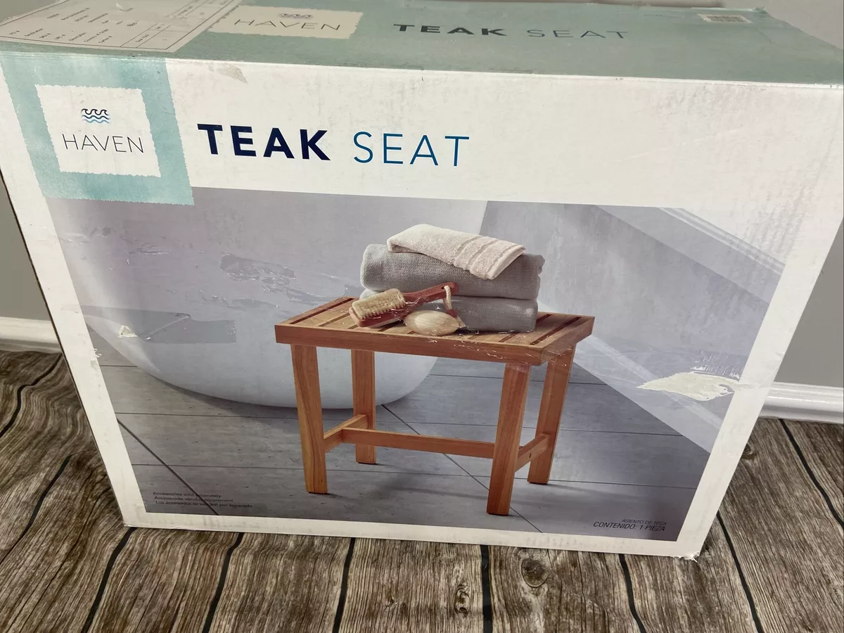 Haven Teak Shower Seat for pools outdoors showers H 17x W 17 x D