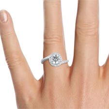 1 1/2 CT Gorgeous Diamond Engagement Ring Round Cut H/SI2 14K White Gold