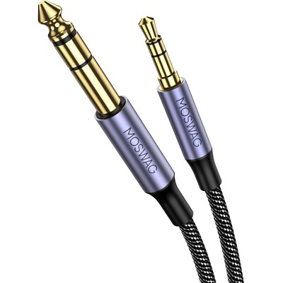 Plug & Play 1m 3,5mm auf 6,35mm Nylon Audio Kabel   Flexibel, Verwicklungsfrei
