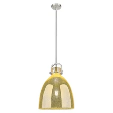 Innovations Newton Bell 1Lt 14" Stem Pendant, SN/Merc - 410-1SL-SN-G412-14ME